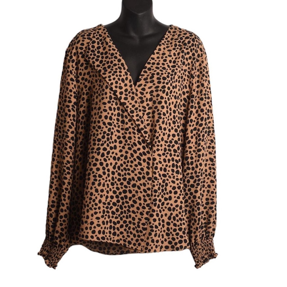 Leopard Print V-Neck Blouse